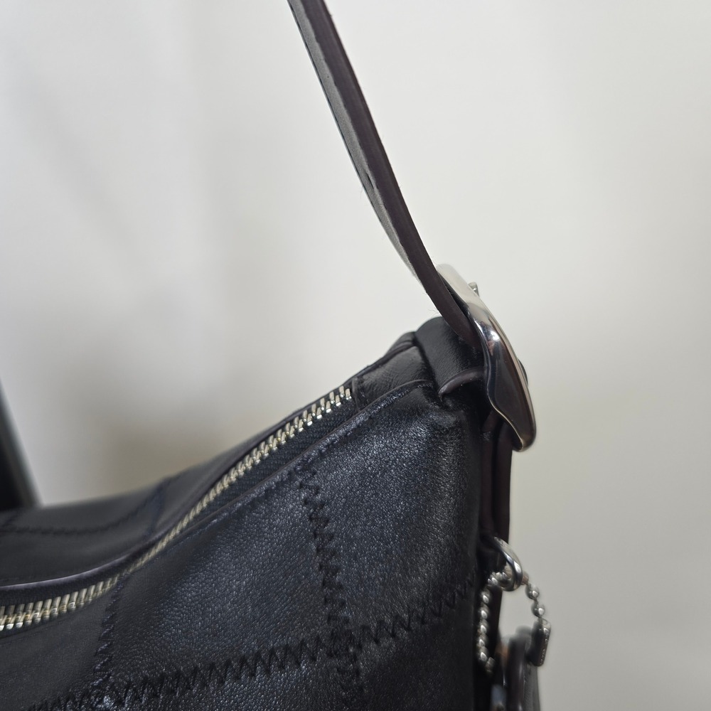 Coachtopia Alter Ego Slouchy Medium Patchwork Leather Shoulder Bag Black Flaw - Picture 6 of 13